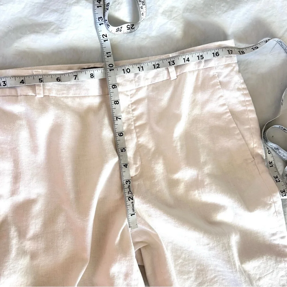 Banana Republic Women’s Avery Linen White Tapered Ankle Pants Size 12 EUC
